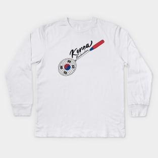 South Korea Flag of Badminton Racquet Support (Korea) Badminton Flag Kids Long Sleeve T-Shirt